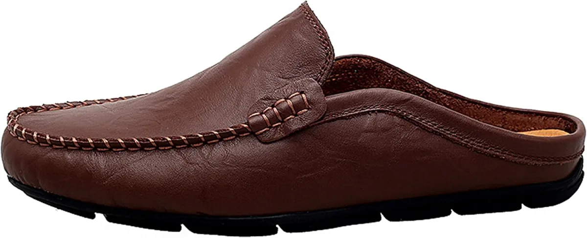 Go Tour Mens Mules Clog Slippers Breathable Punching Leather Slip on Shoes Cas view 4