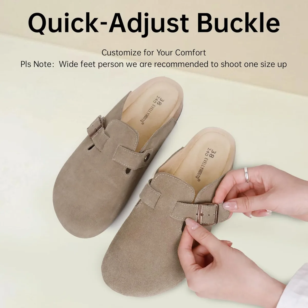 Women's Men's Suede Clogs Leather Mules Cork Footbed Sandals Comfort Potato Sh view 6