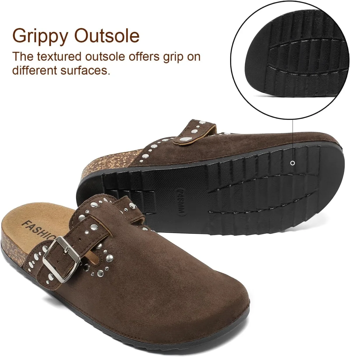YorFotMae Womens Suede Clogs Mens Leather Slip On Mules Comfortable Adjustable view 6