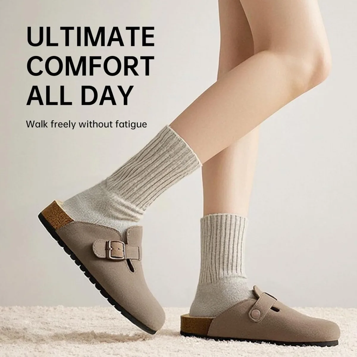 Women's Men's Suede Clogs Leather Mules Cork Footbed Sandals Comfort Potato Sh view 3