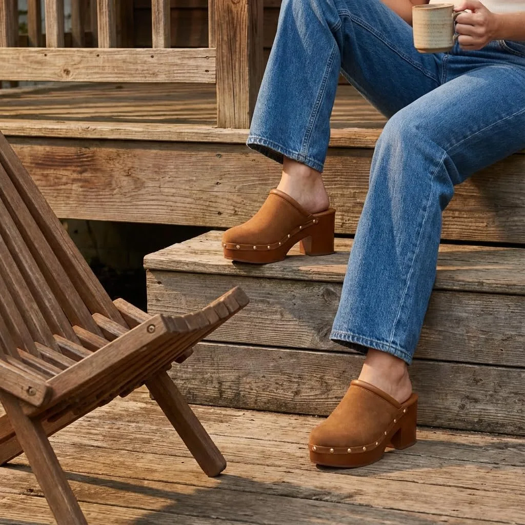 CUSHIONAIRE Women's Guest Faux Wood Clog with Memory Foam Padding, Wide Widths view 6