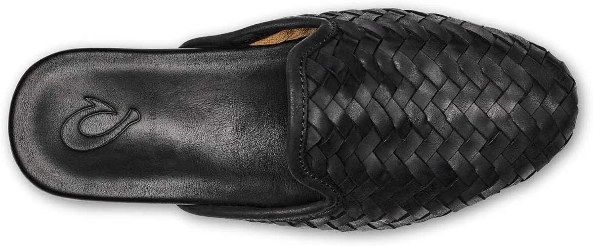 OLUKAI Mi'I Women's Slip-On Mules, Premium Leather & Woven Details, Arch Suppo view 5