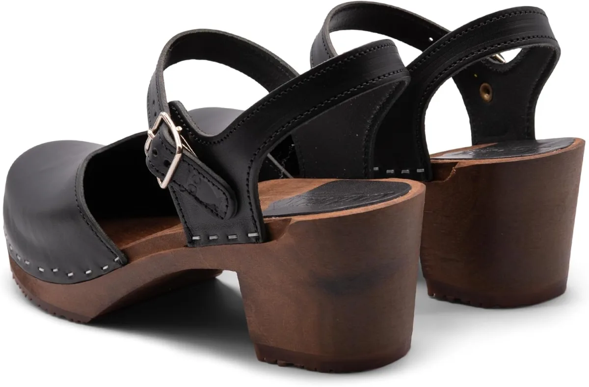 Sandgrens Handmade Swedish Wood Clogs for Women, High Heel Sandal view 5
