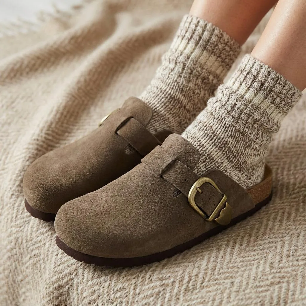 CUSHIONAIRE Hamlet Genuine Leather Suede Clogs for Women, Slip On Shoes with D view 6