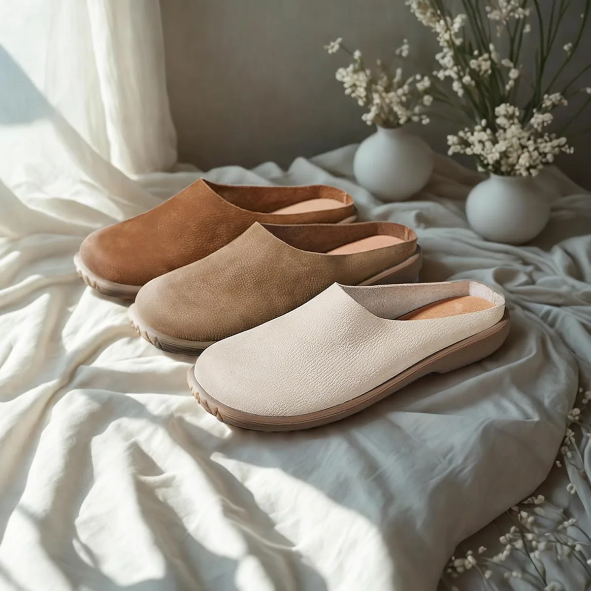 Women's Casual Fashion Mule Clog Comfortable Indoor Outdoor All Day Leather Up view 3
