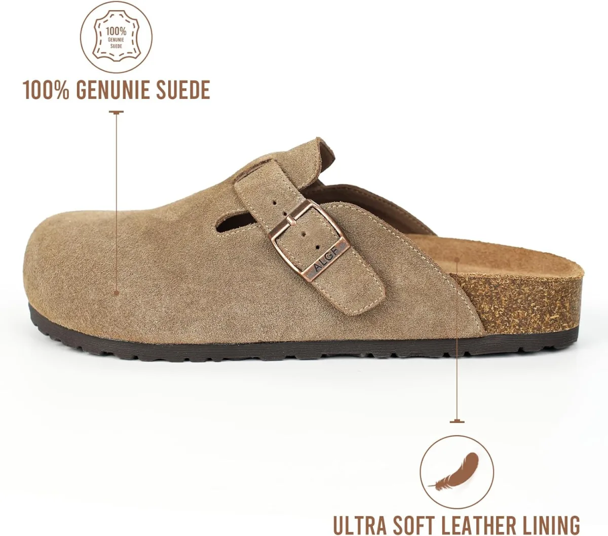 Women’s Genuine Suede Clogs for Women Slip-On Buckle Slides Women's Mules & Cl view 3