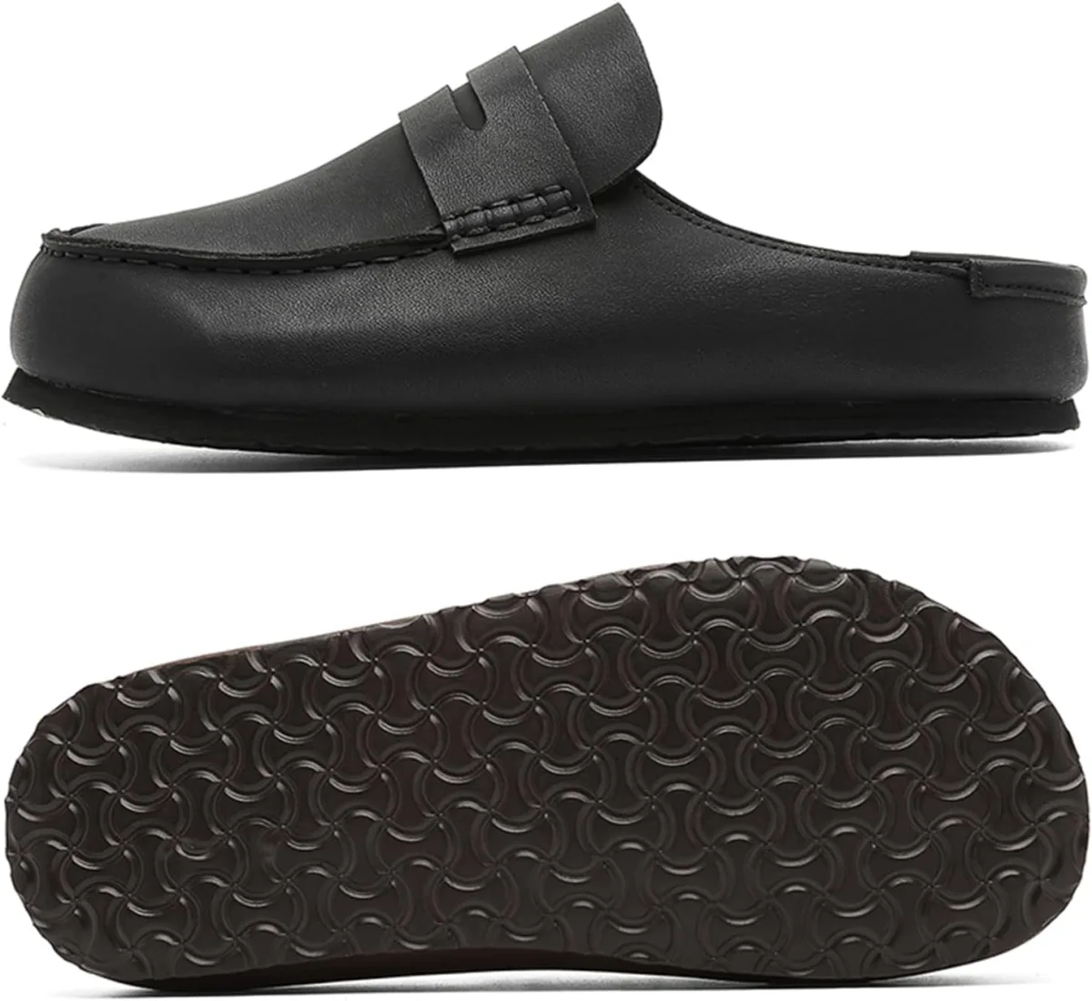 Men's Platform Clog Mules Comfortable Leather Suede Slippers with Arch Support view 4
