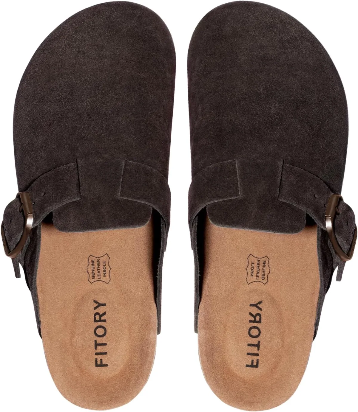 FITORY Mens Suede Clogs with Arch Support，Leather Cork Footed Mules Size 7-14 view 2