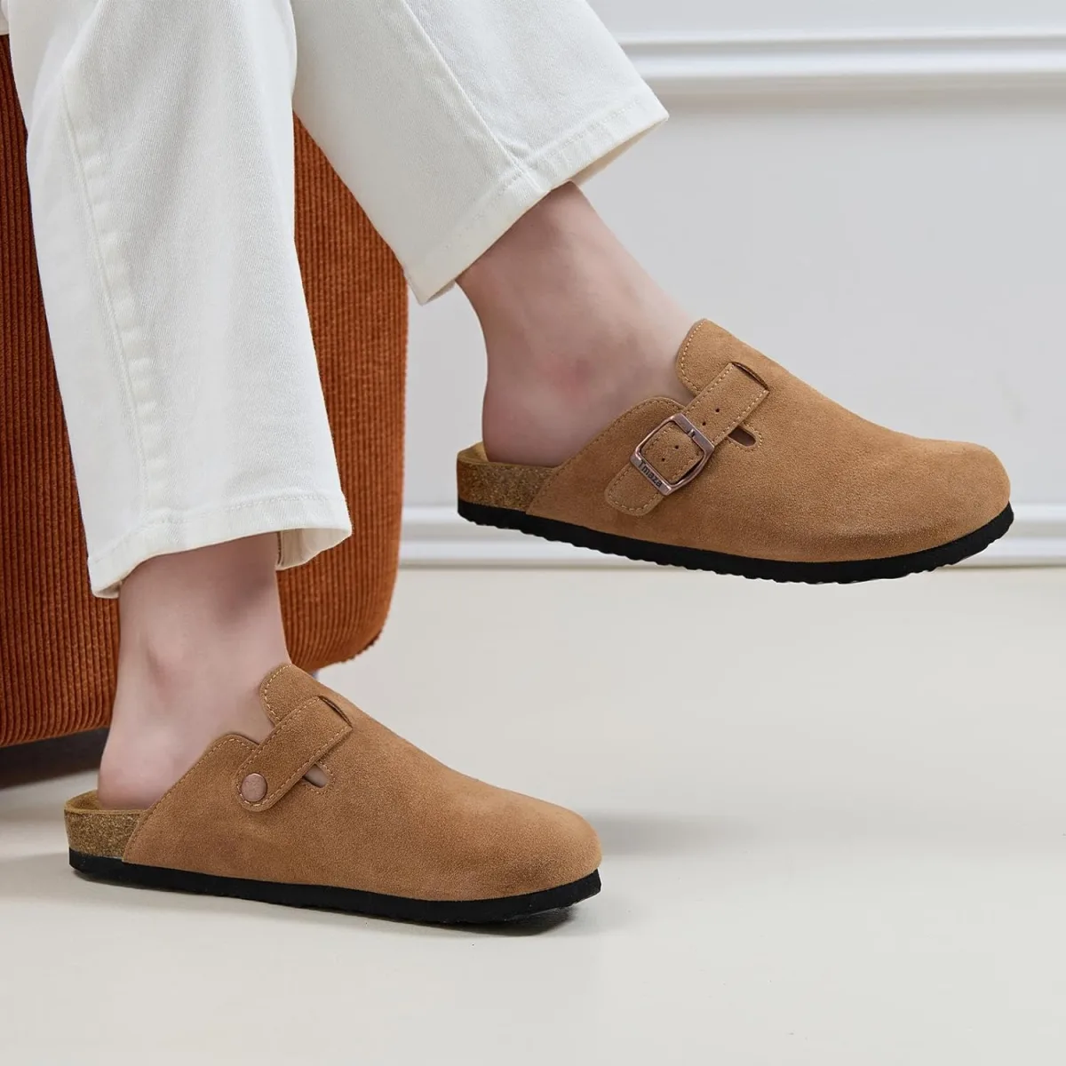 Cork Footbed Suede Clogs for Women view 2