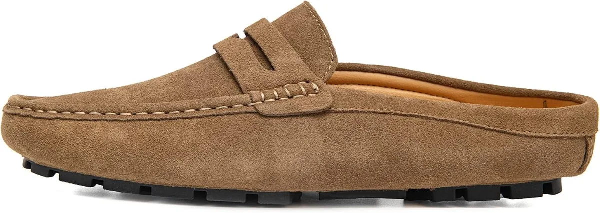 Go Tour Mens Handmade Suede Leather Mules Clog Slippers Breathable Leather Sli view 6