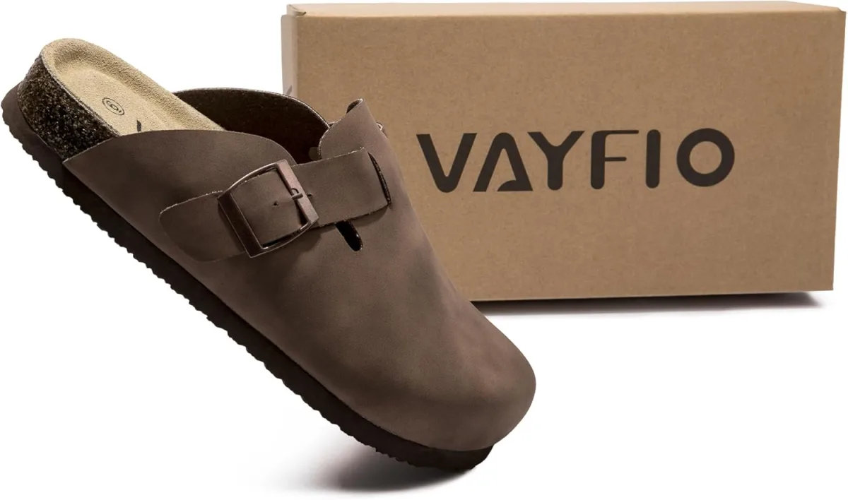 Suede Clogs Potato Shoes Cork Footbed Sandals Comfort Mules with Arch Support view 6