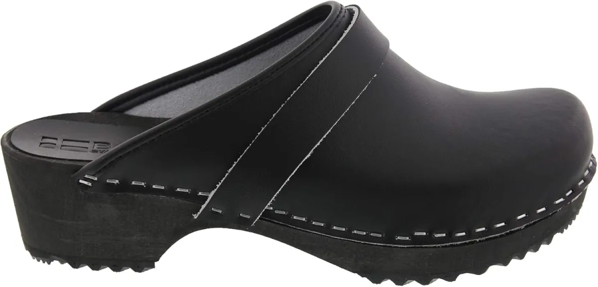 Bjork Maja Wood Open Back Leather Clogs view 2