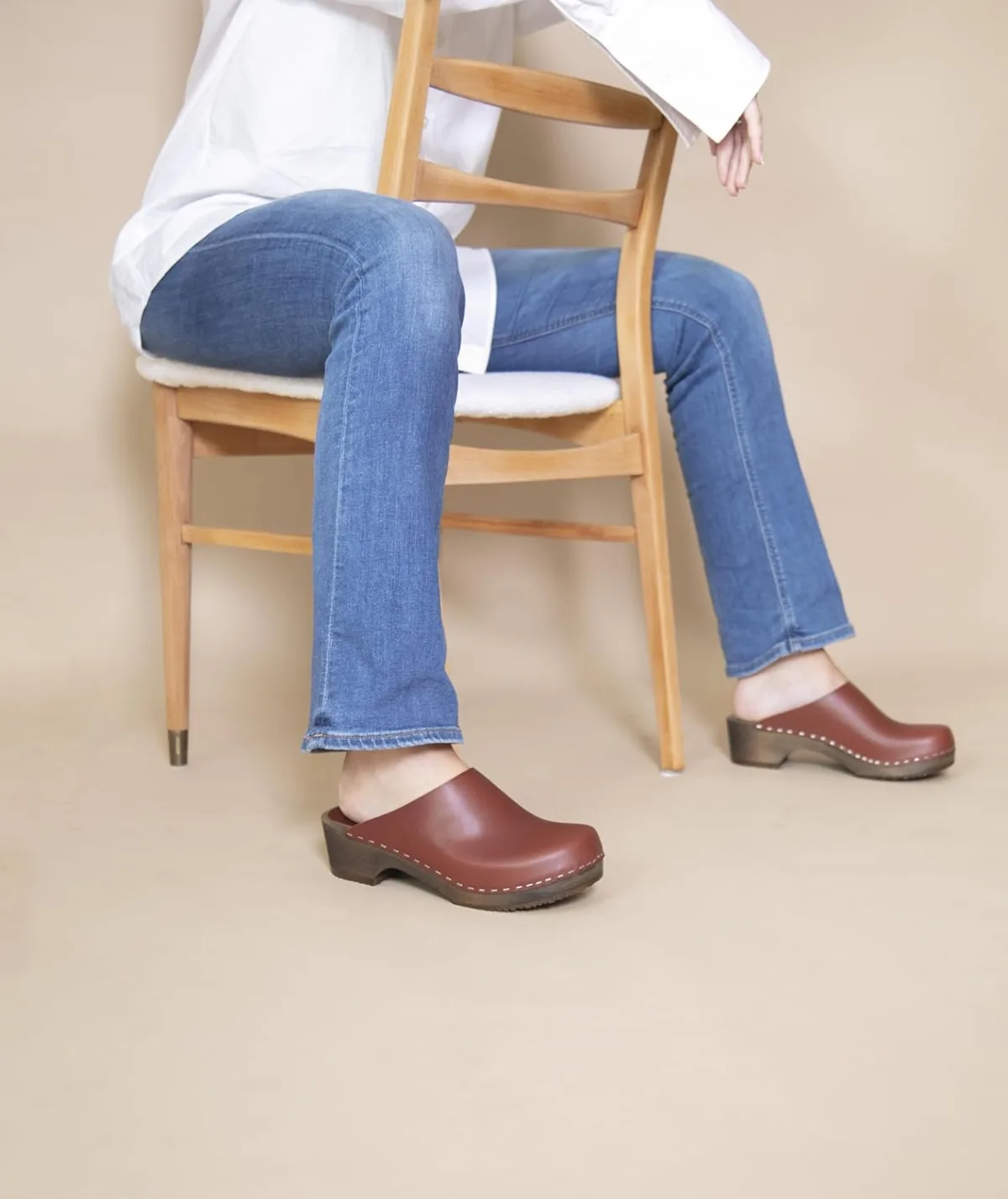 Sandgrens Handmade Swedish Wood Clogs for Women, Low Heel Mule view 4