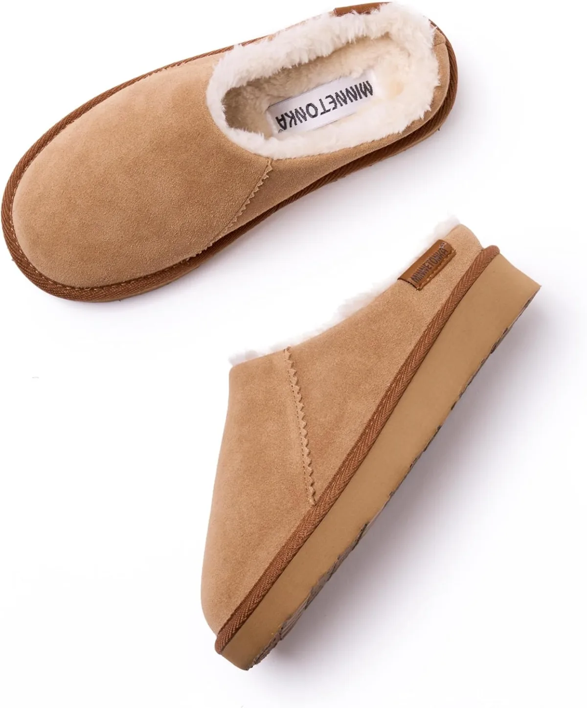 Minnetonka Women's Coze Around Clog Suede Faux Fur Lined Slippers view 3