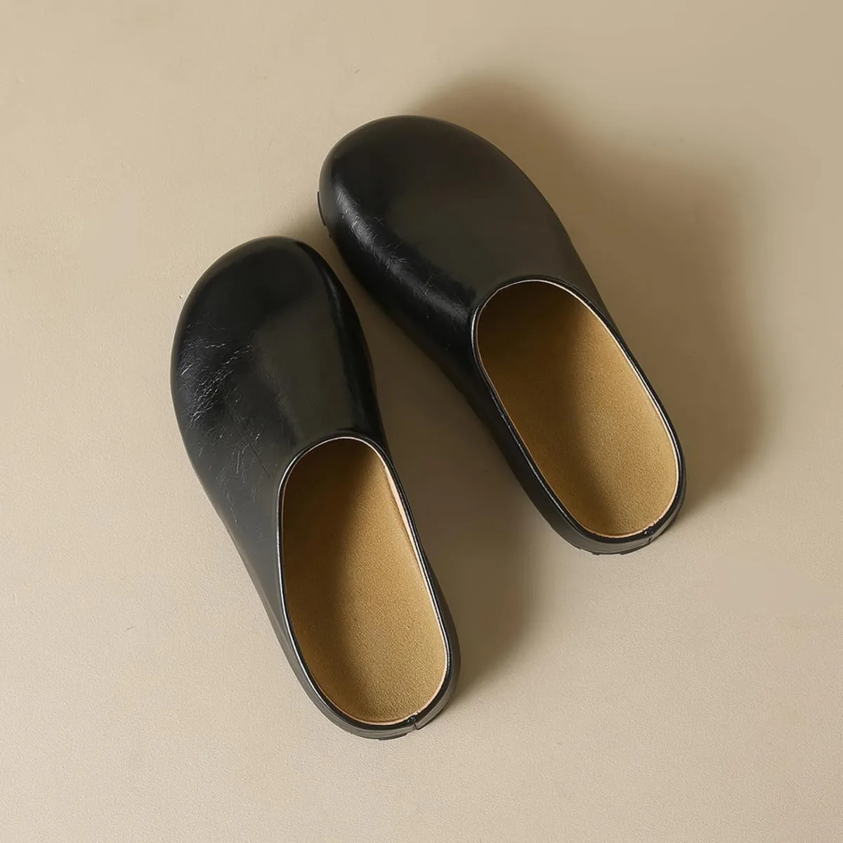 Women's Leather Clogs Slip-on Mules with Arch Support Soft Cork Footbed Potato view 6