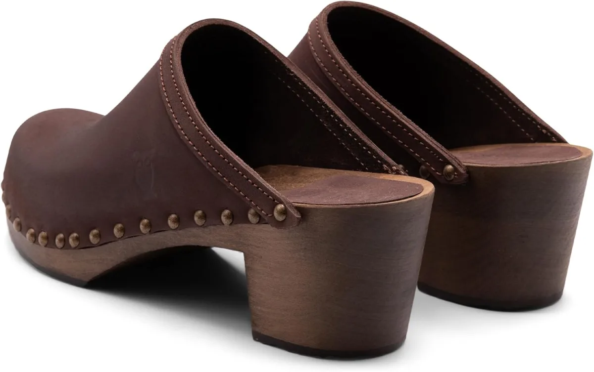 Sandgrens Handmade Swedish Wood Clogs for Women, High Heel Mule view 5