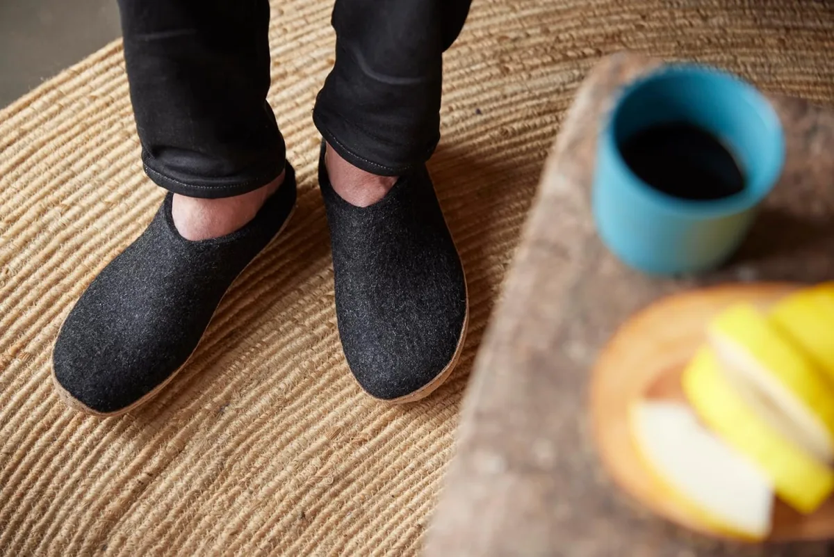 Glerups 100% quality wool mix Slipper with leather sole view 3