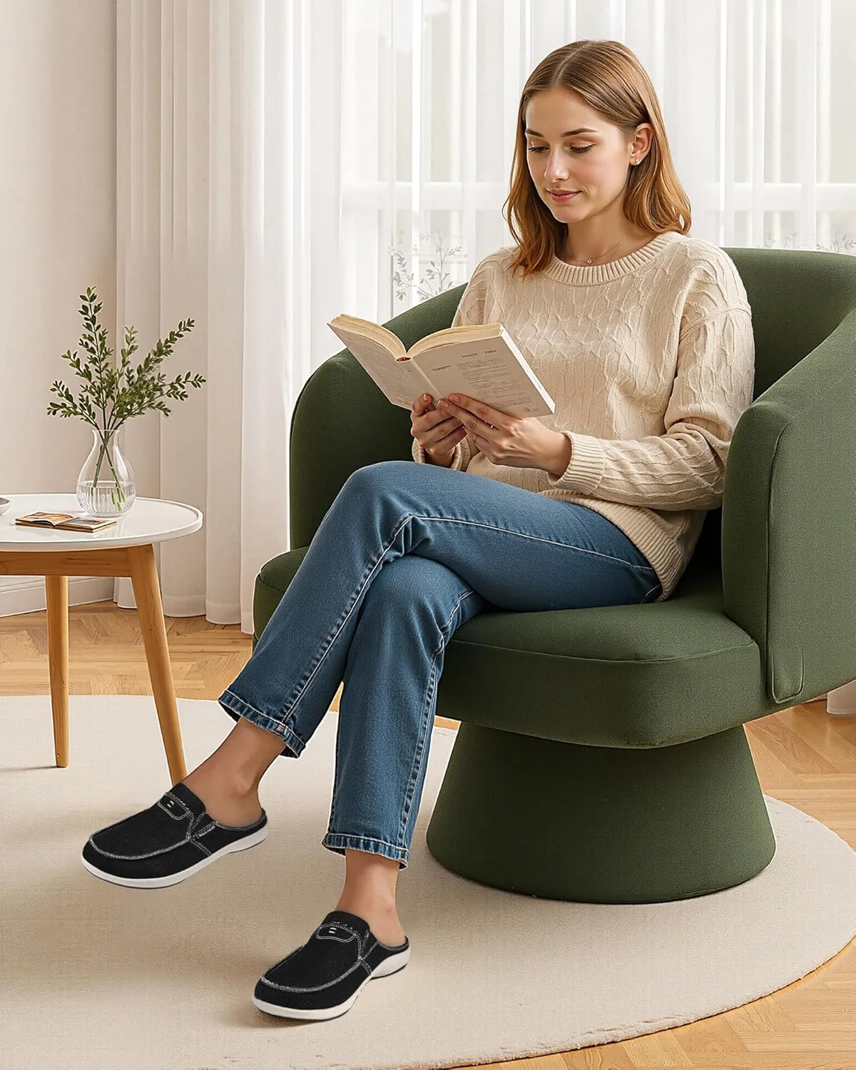 Mules for Women with Arch Support, Comfortable Orthopedic Slippers for Women w view 3