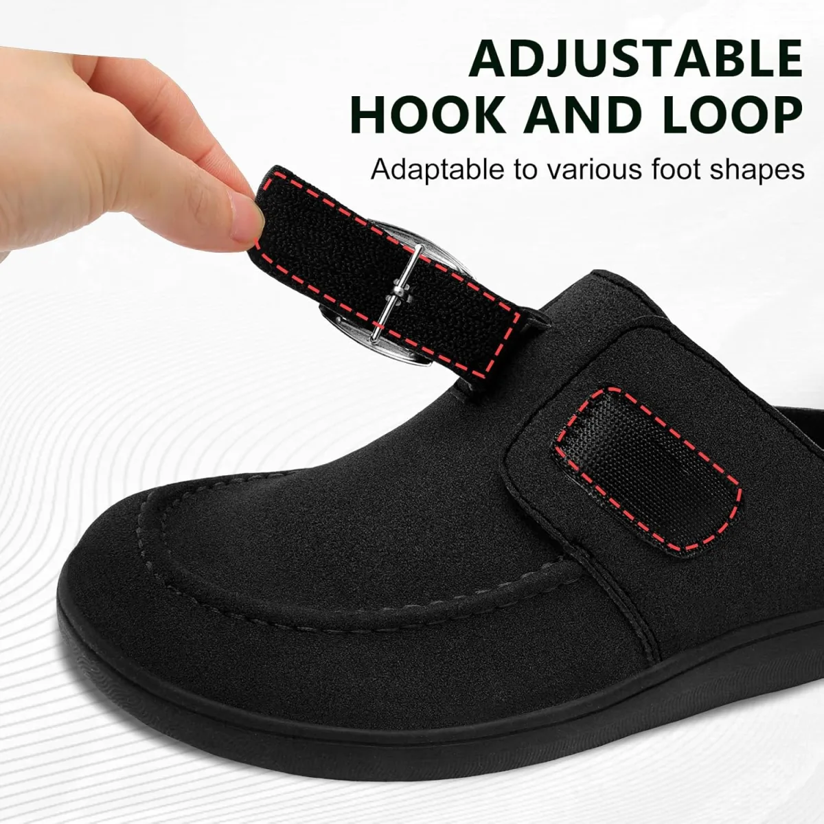 JOINFREE Mens Wide Suede Clogs Diabetic Mules for Swollen Edema Comfort Slip o view 4