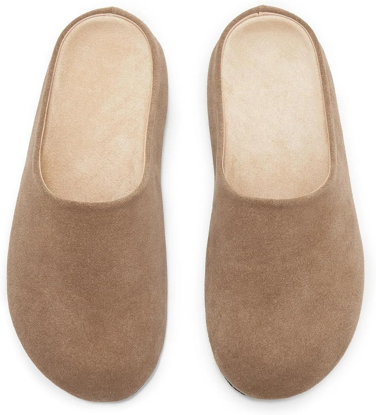 Women's Suede Clogs Round Toe Leather Mules Cork Footbed Clog with Arch Suppor view 5