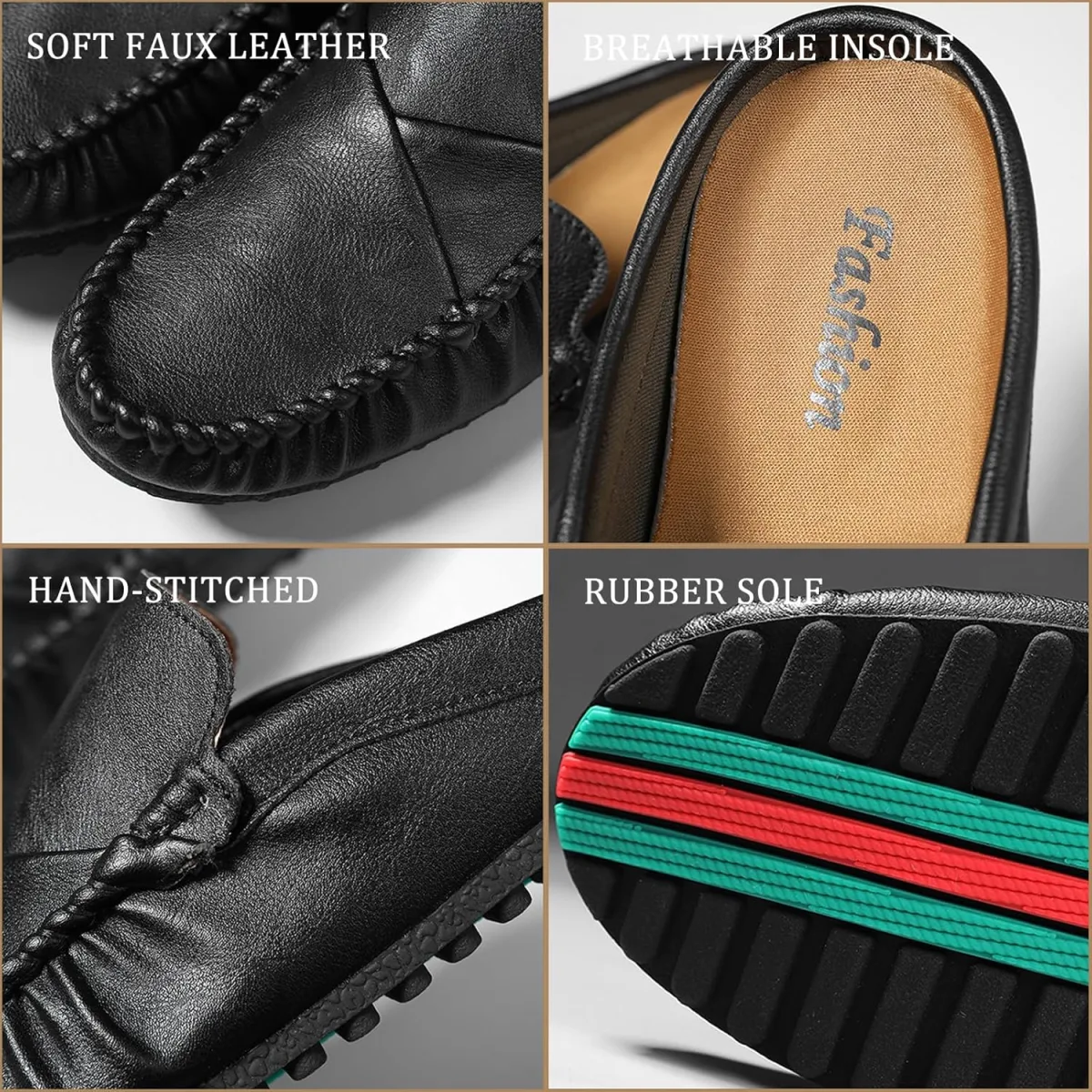 Men’s Handmade Leather Mules Clogs Slip-On Backless Loafers Breathable Comfort view 4