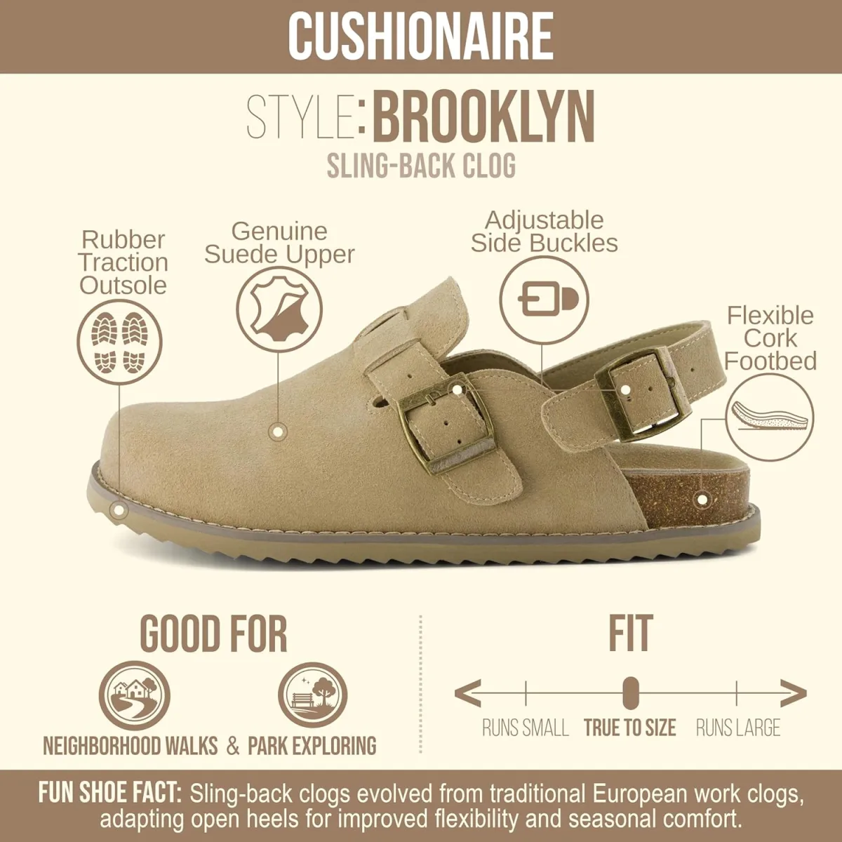 CUSHIONAIRE Brooklyn Suede Womens Slides– Comfortable Clog Mules with Adjustab view 3