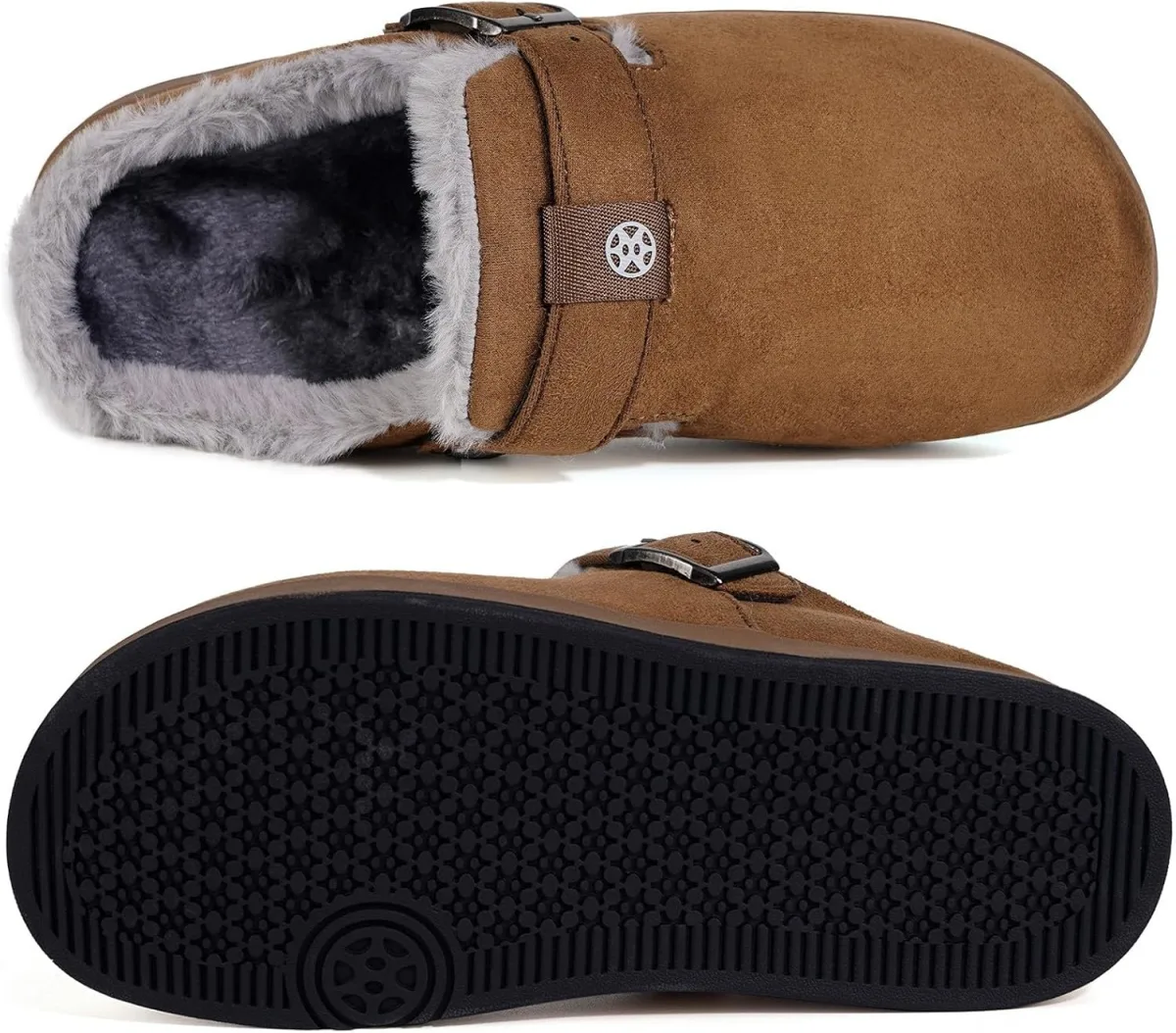 Hsyooes Fur Lined Clogs for Women Men Suede Winter Slippers Arch Support Slip view 3