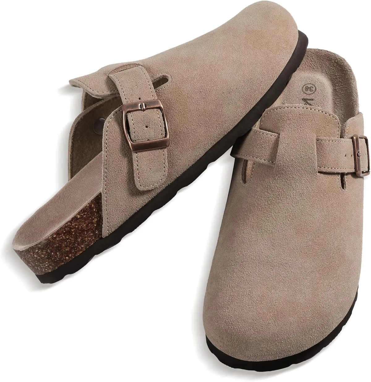 KIDMI Genuine Suede Clogs for Women Cork Footbed Sandals Leather Mules Potato view 6