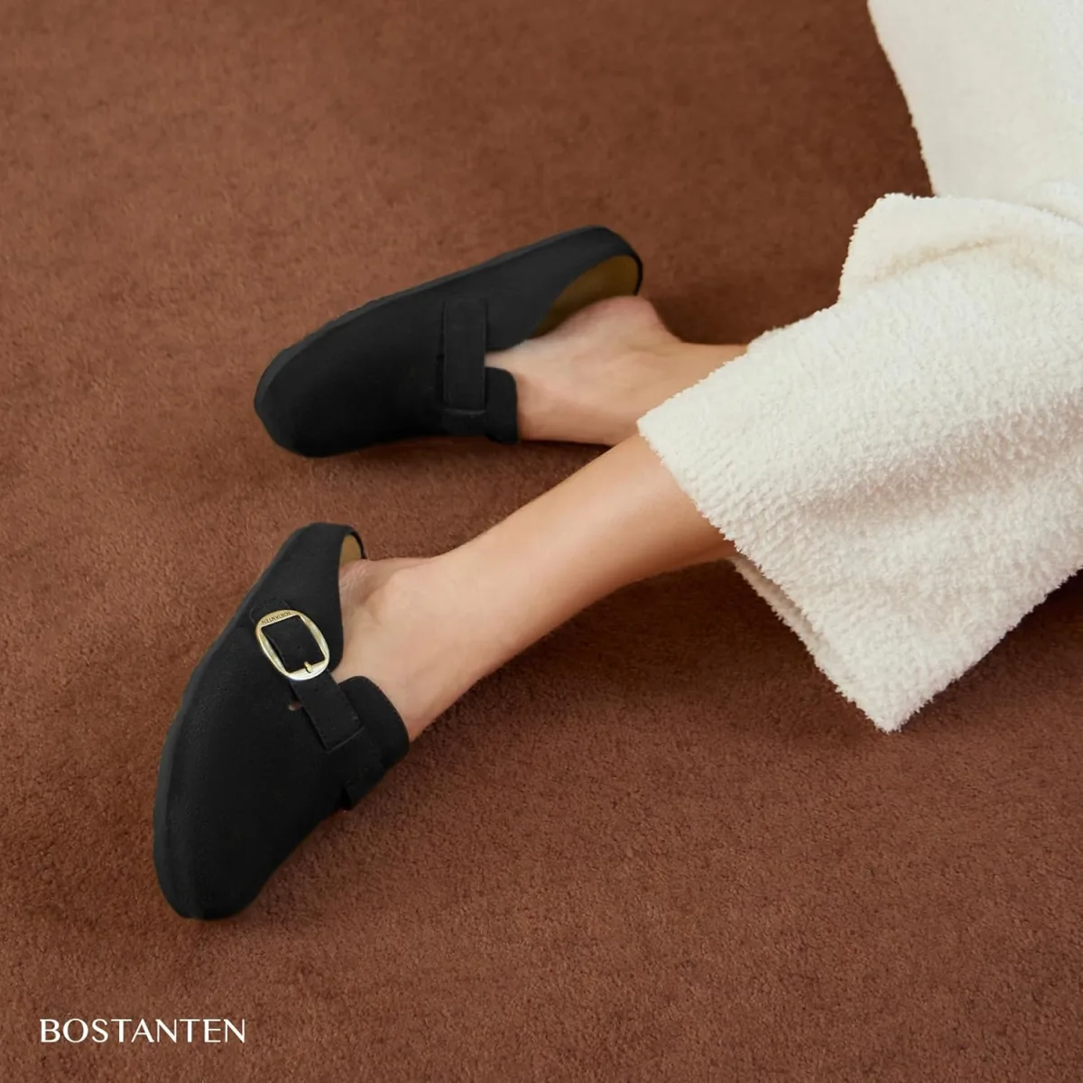 BOSTANTEN Clogs for Women Wide Width Comfortable Suede Mules with Soft Footbed view 3