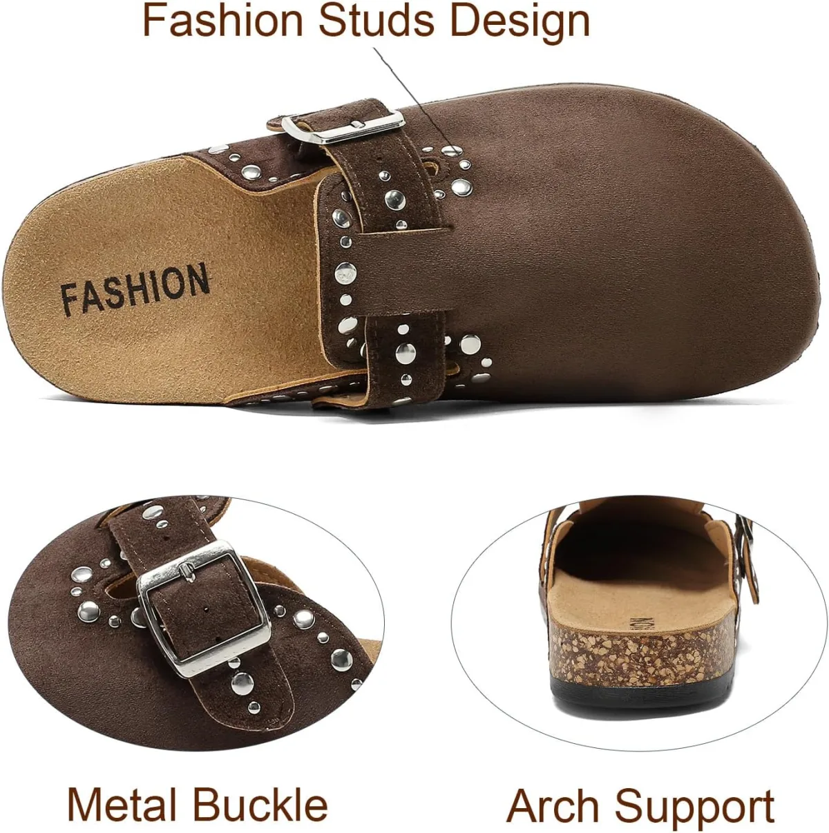 YorFotMae Womens Suede Clogs Mens Leather Slip On Mules Comfortable Adjustable view 5