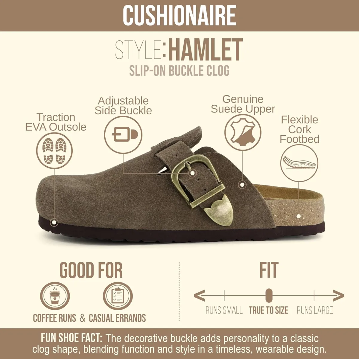 CUSHIONAIRE Hamlet Genuine Leather Suede Clogs for Women, Slip On Shoes with D view 4