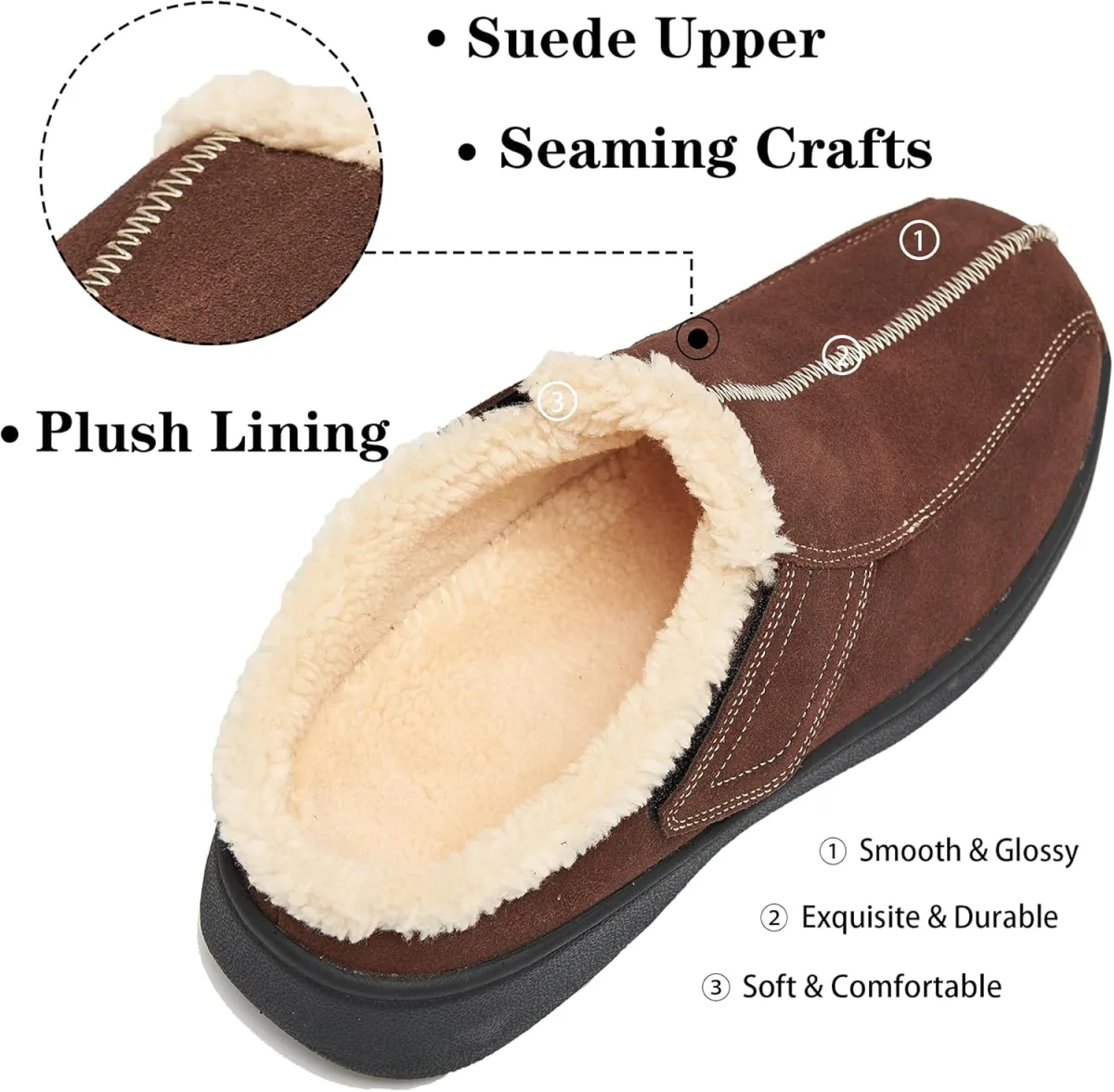 Men's Suede Leather House Slippers Arch Support Non Slip view 2