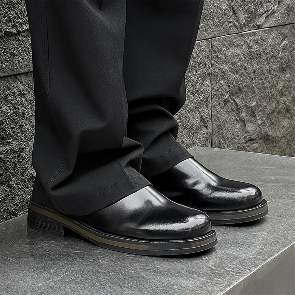 Men's Patent Leather Slip-On Mules & Clogs Comfortable Breathable Backless Loa view 6