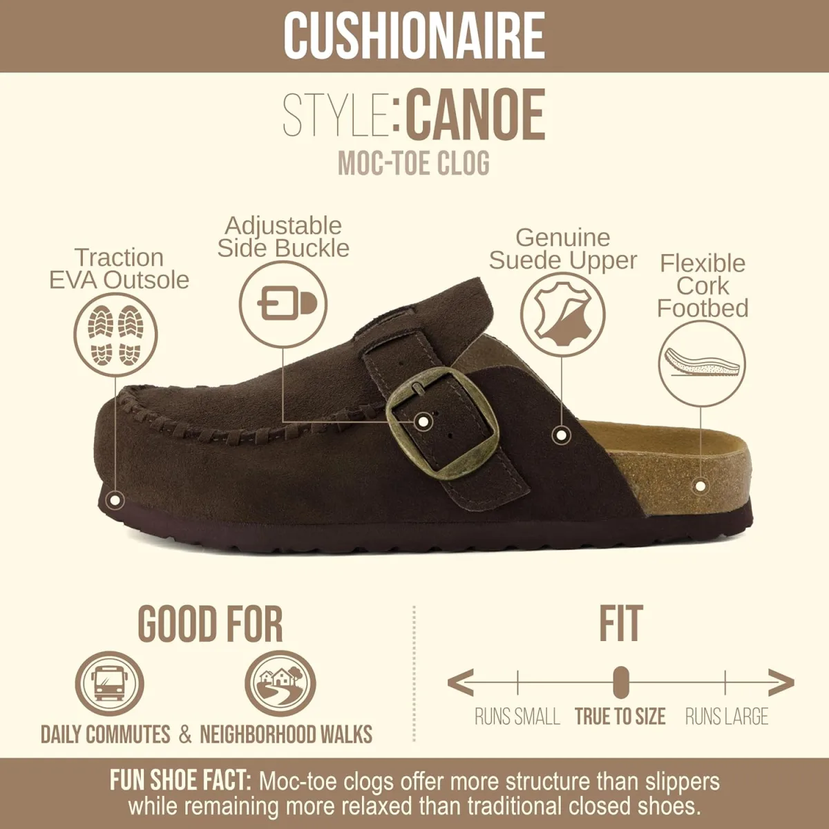 CUSHIONAIRE Canoe Genuine Suede Clogs for Women Footwear with Moc Toe Design view 4