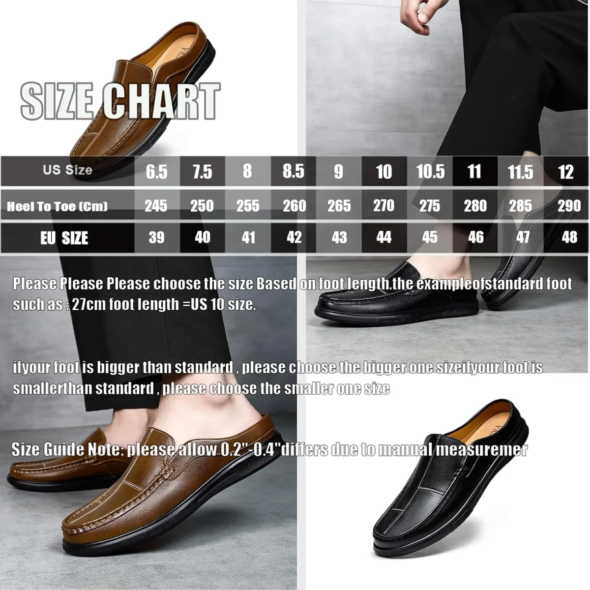 Men's Handmade Flat Mules Clogs Comfortable Slip On Lightweight Breathable Non view 3