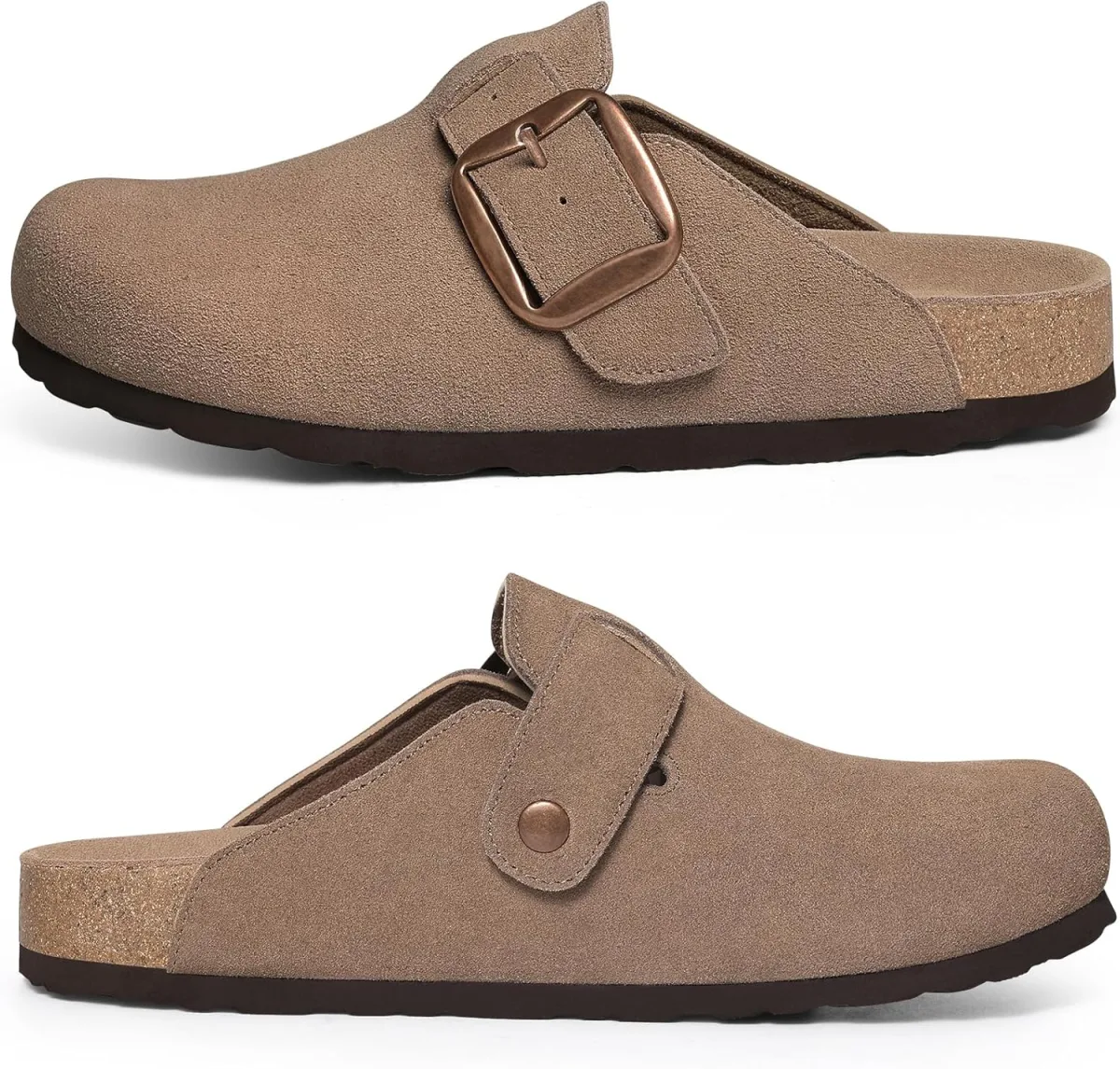 KIDMI Genuine Suede Clogs for Women Memory Foam Cork Footbed Potato Shoes Slip view 6