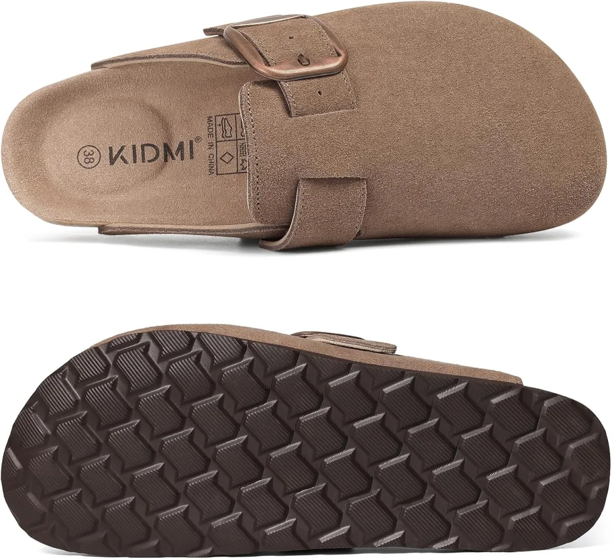 KIDMI Genuine Suede Clogs for Women Memory Foam Cork Footbed Potato Shoes Slip view 3
