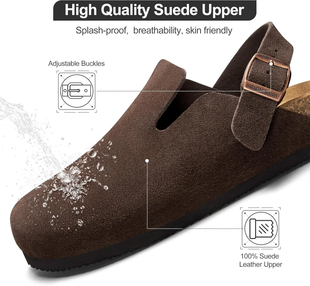 Suede Clogs for Women Men Leather Mules Soft Potato Shoes Slip On Slipper Sand view 3