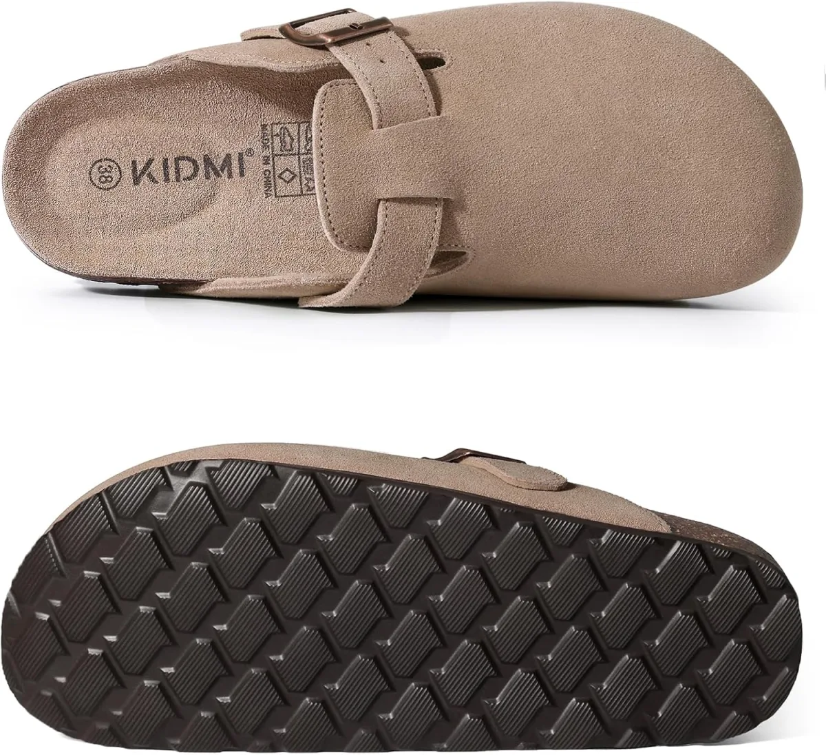 KIDMI Genuine Suede Clogs for Women Cork Footbed Sandals Leather Mules Potato view 3