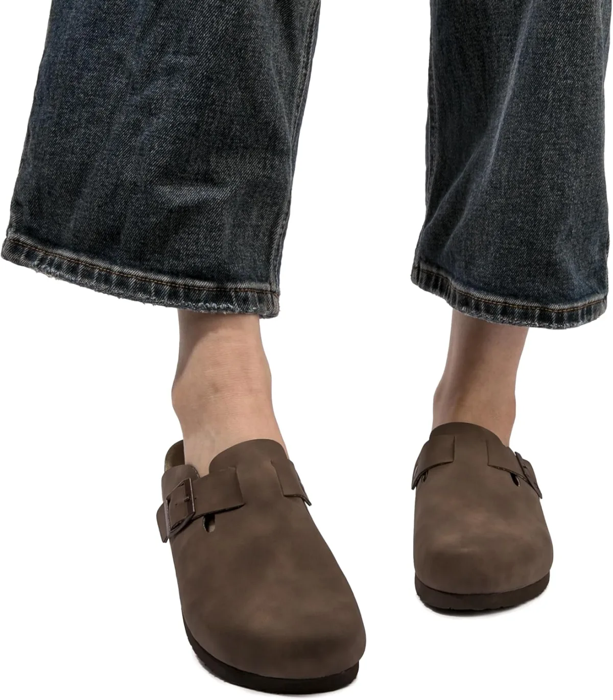 Suede Clogs Potato Shoes Cork Footbed Sandals Comfort Mules with Arch Support view 2