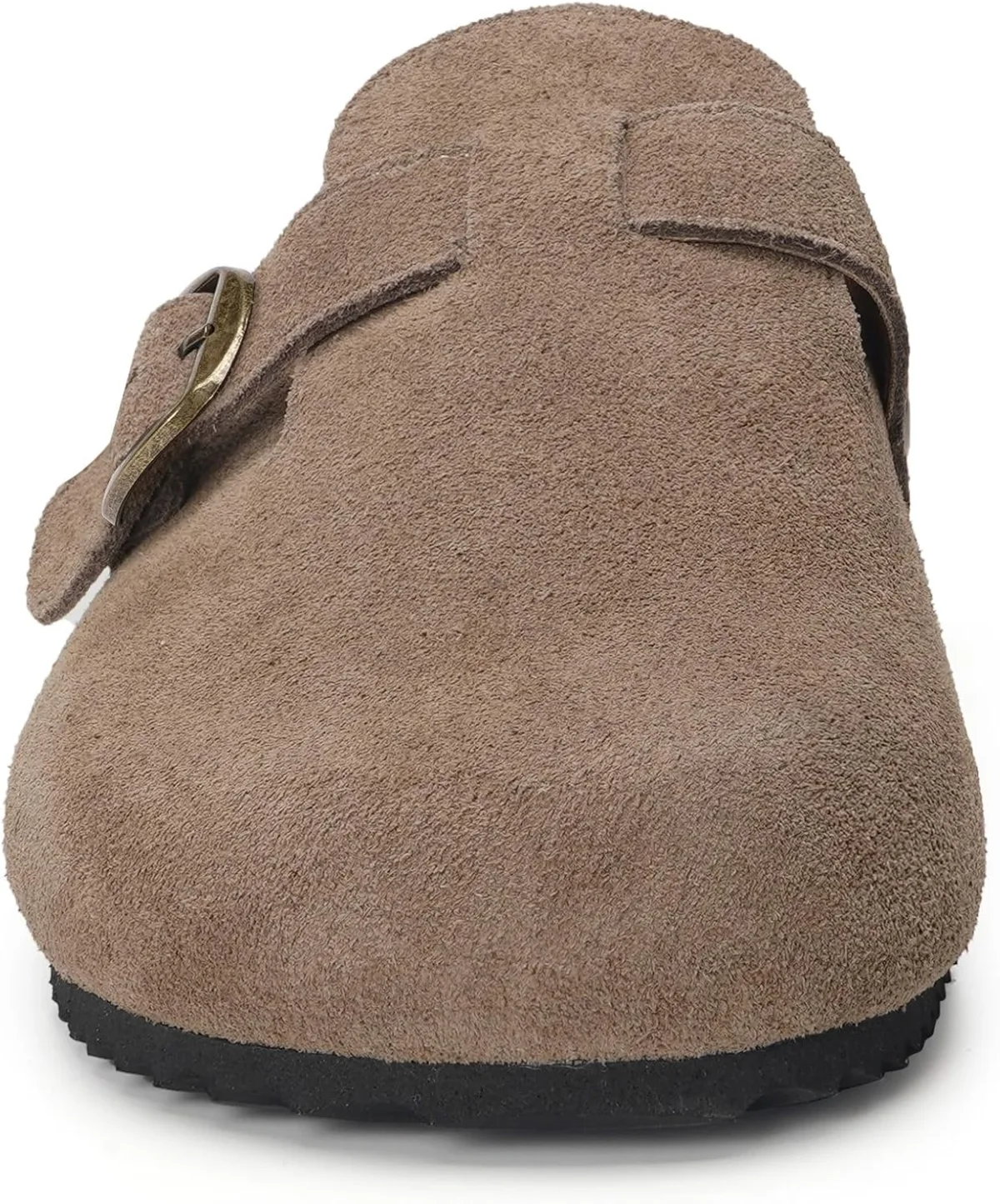 ZUSERIS Women's Men's Suede Clogs Wide Width Leather Mules Cork Footbed Sandal view 3