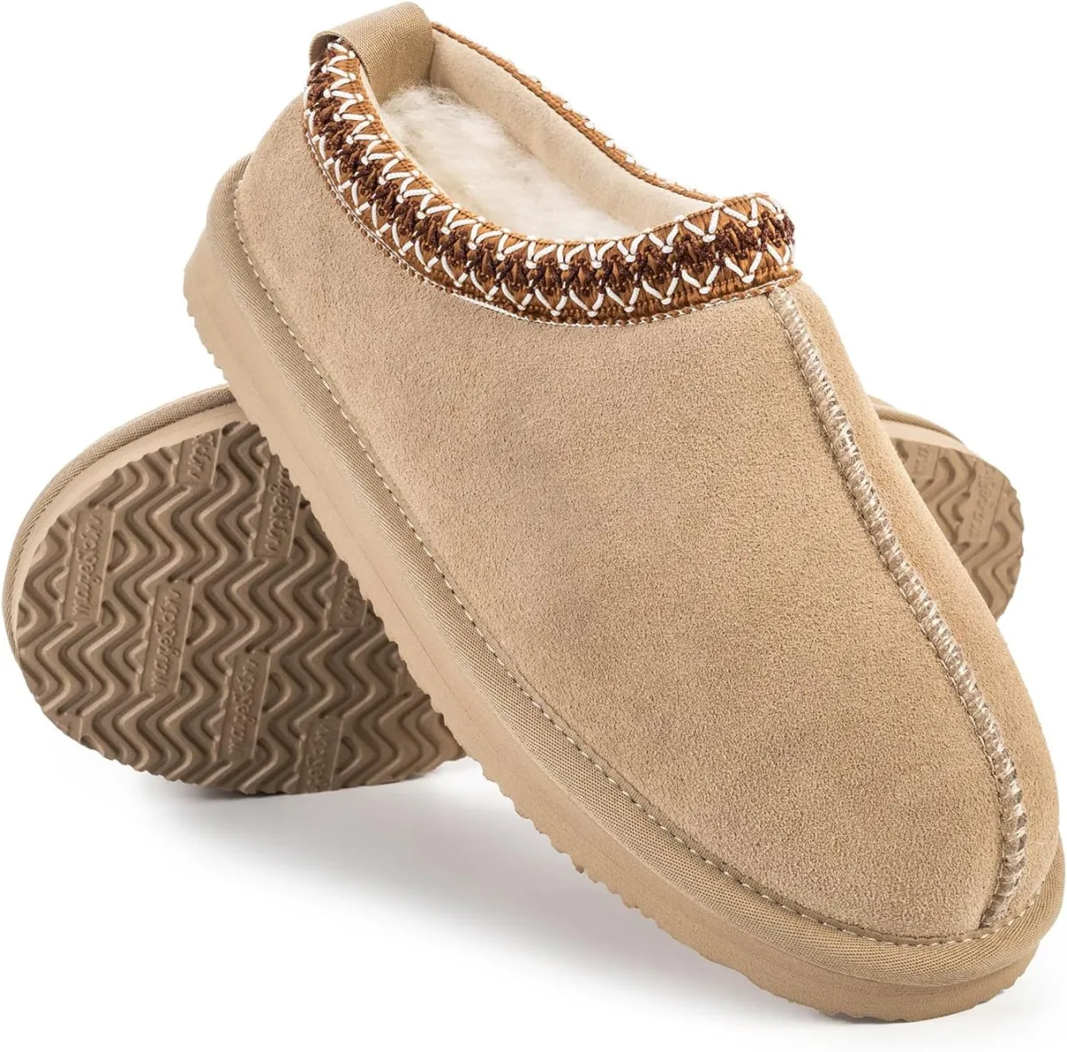 mazeskin Women's 100% Shearling Genuine Suede Slippers, Memory Foam Australian view 6
