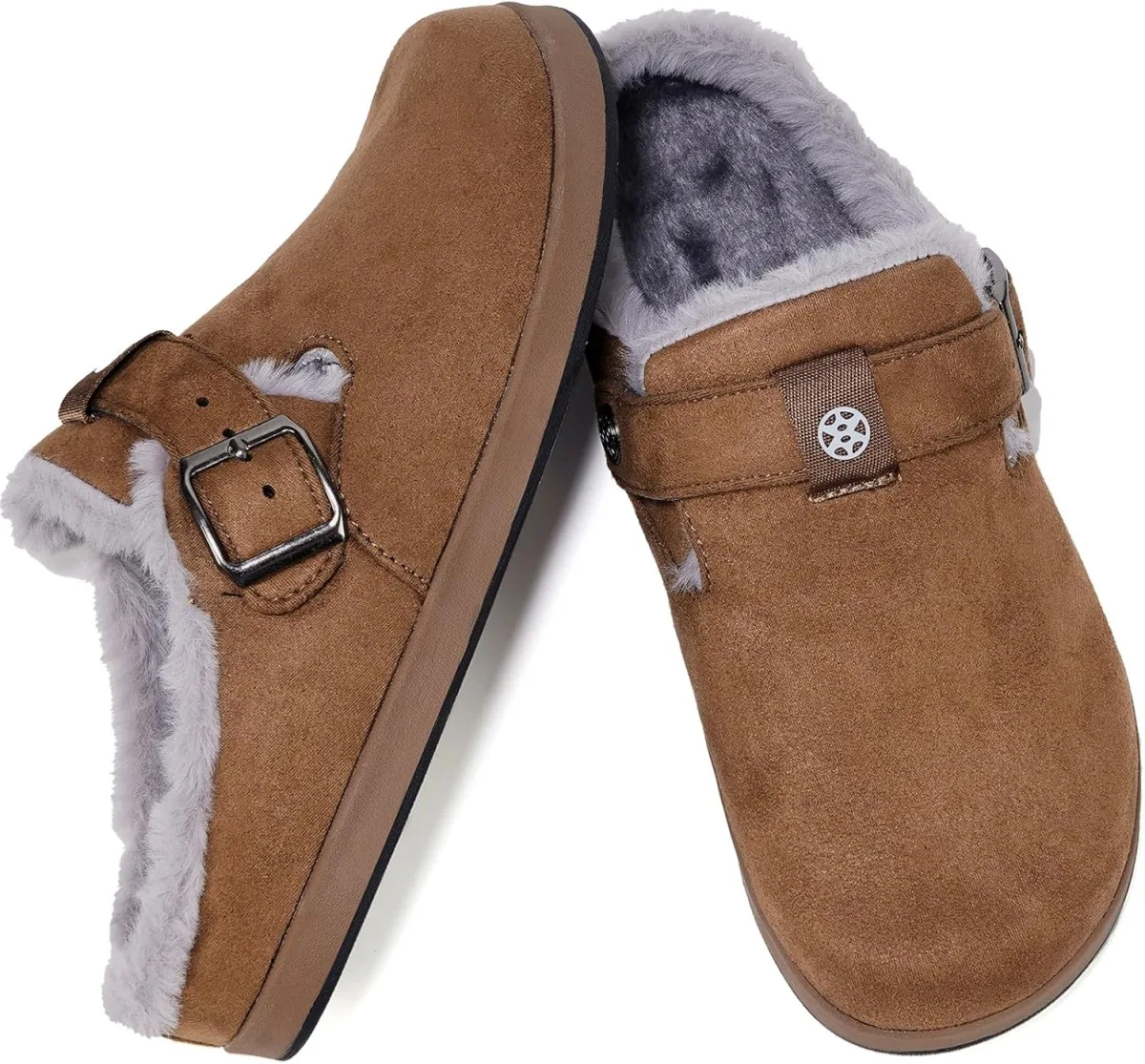 Hsyooes Fur Lined Clogs for Women Men Suede Winter Slippers Arch Support Slip view 6
