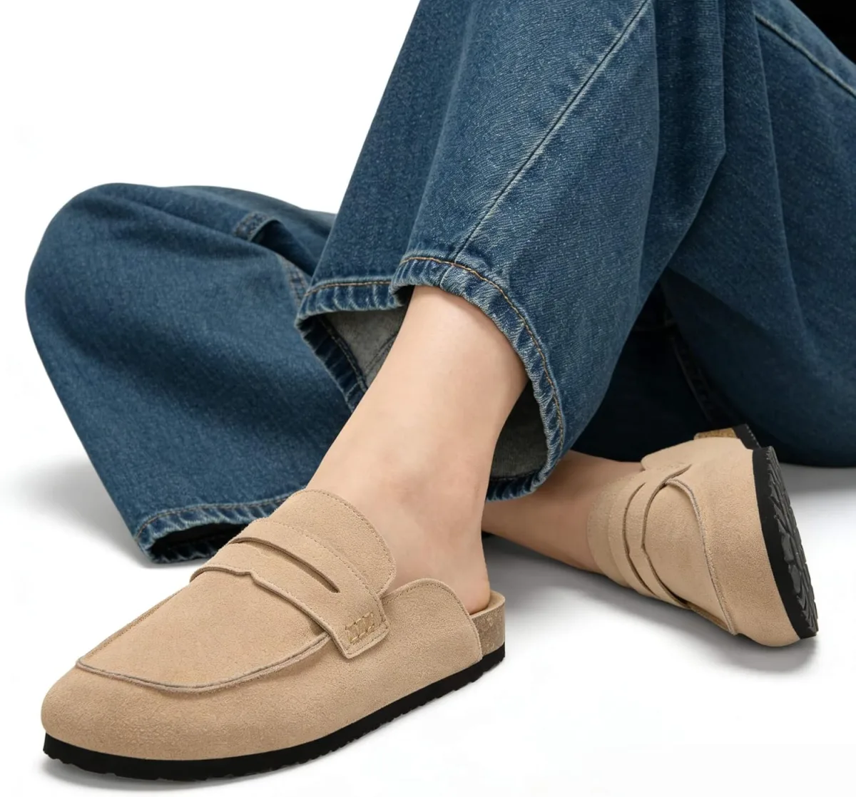 100% Genuine Leather Clogs for Women Non-Slip Platform Mules & Suede Clogs for view 2