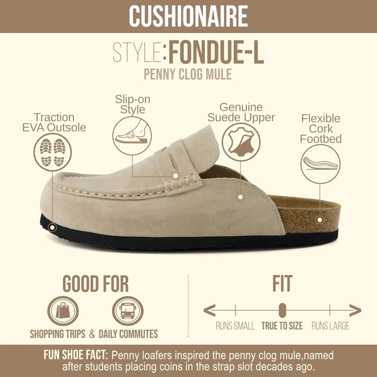 CUSHIONAIRE Fondu Genuine Leather Mule Clogs for Women, Comfortable Slip On Wo view 4