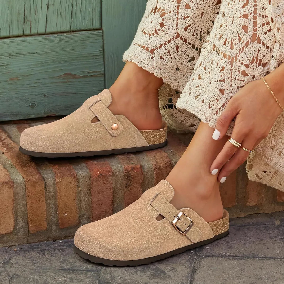 Asgard Genuine Suede Clogs for Women Men Leather Mules Arch Support Potato Sho view 2