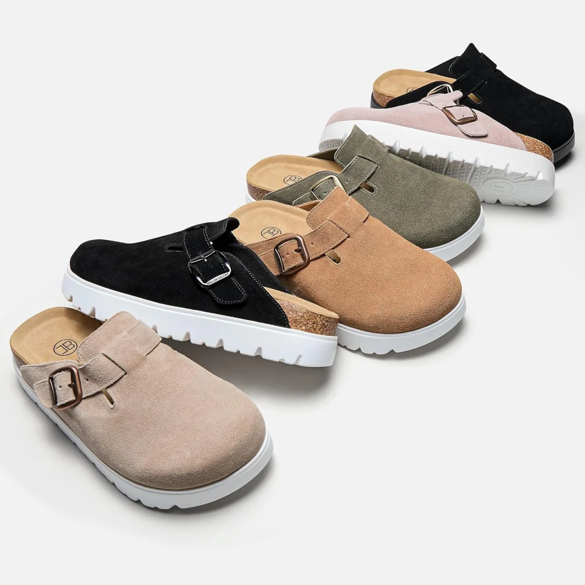 Women's Suede Clogs Non-Slip Potato Shoes Slip-On Mules Platform Sandals with view 6