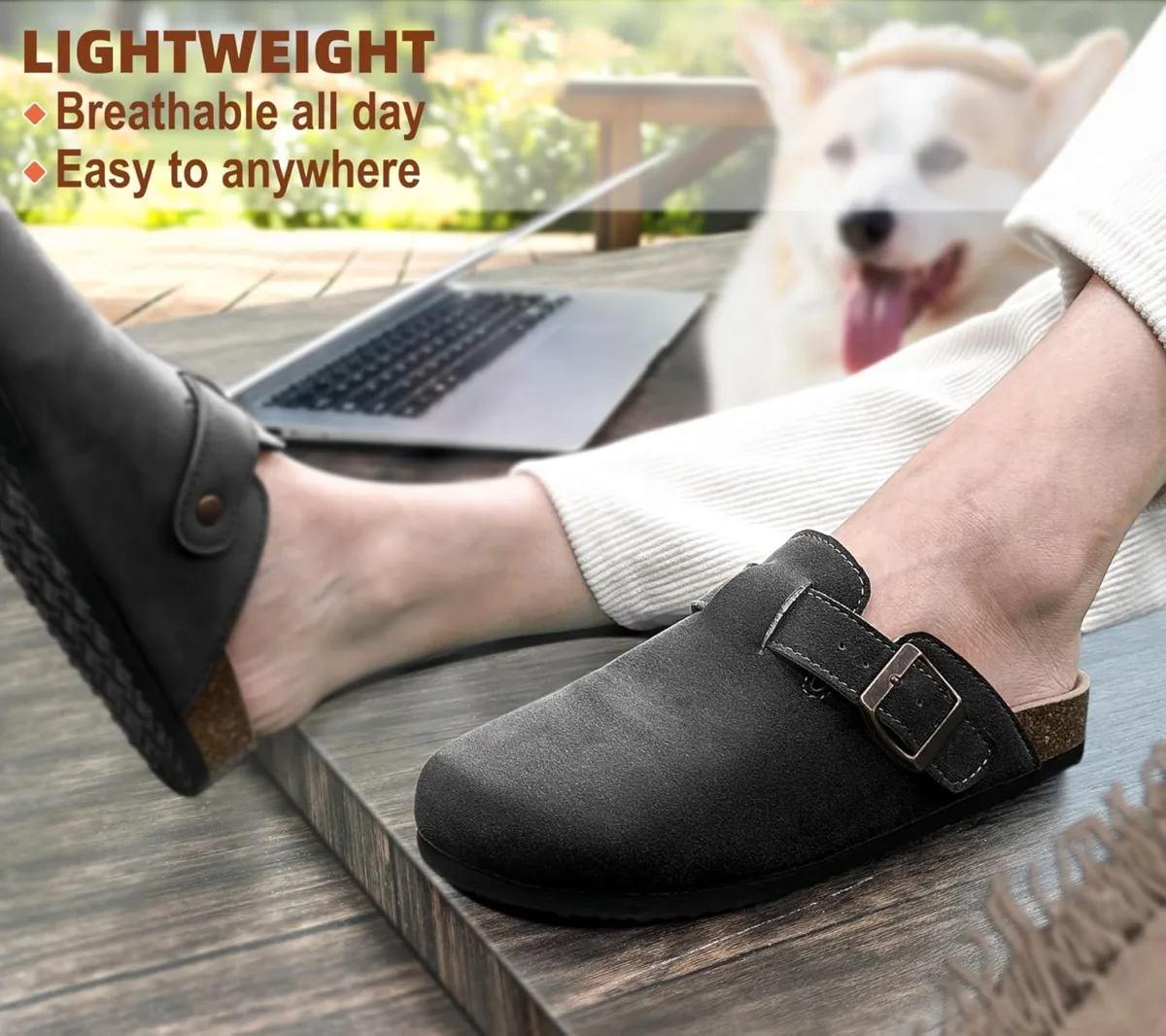 KEMISANT Men Clogs-Comfortable Suede Mules Slippers Sandals Nurse Potato Shoes view 6