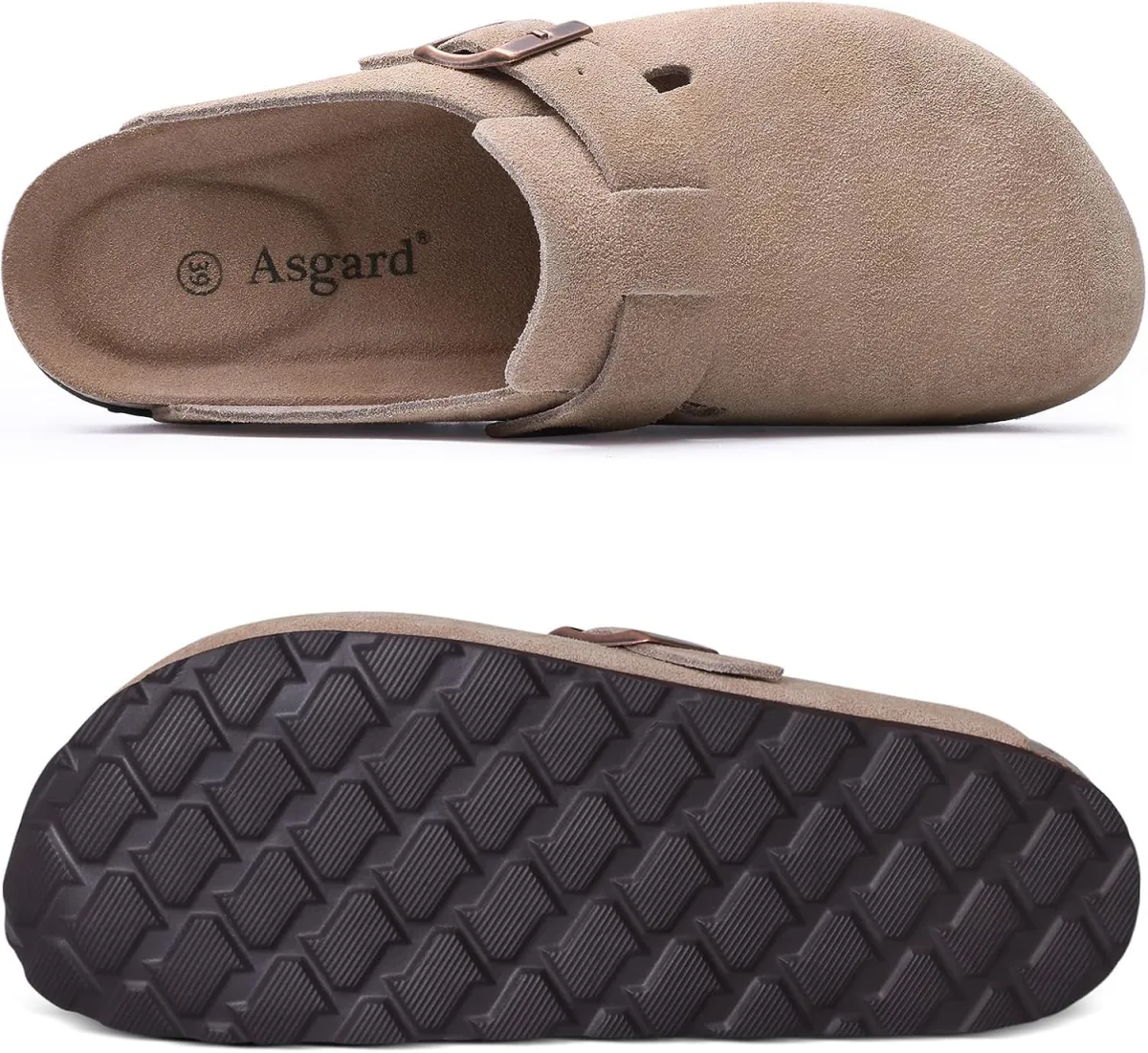 Asgard Genuine Suede Clogs for Women Men Leather Mules Arch Support Potato Sho view 3