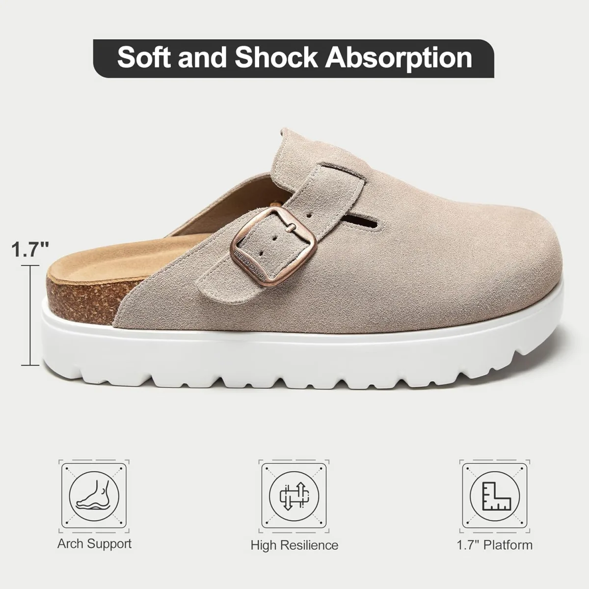 Women's Suede Clogs Non-Slip Potato Shoes Slip-On Mules Platform Sandals with view 4